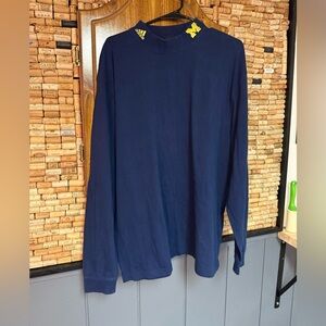 Vintage Y2K Adidas Michigan University mock neck embroidered logo shirt sz XL